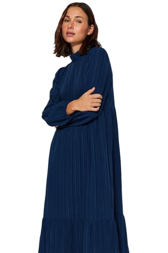Robe décontractée bleu foncé fluide coupe A-line vêtement été - 3