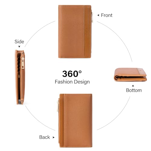 Image of CLUCI Small Wallet for Women PU Leather RFID Wallet Blocking Designer Bifold Ladies Wallet Card Holder Brown