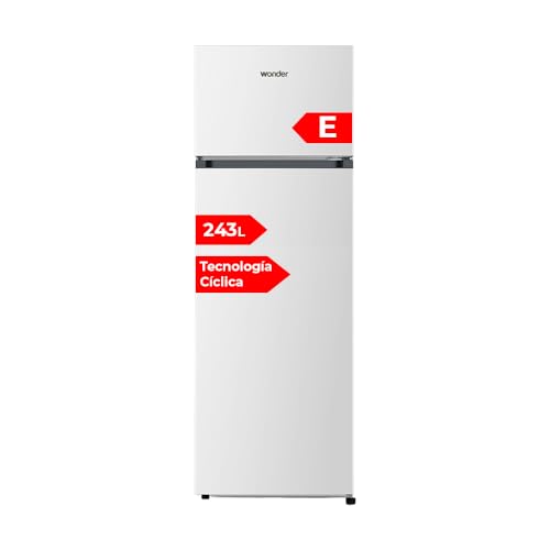 Wonder Frigorífico Estandar Blanco, 2 Puertas WF165501E, Capacidad 243 Litros, Cíclica, Bajo Nivel Sonoro, Clasificación Energética E