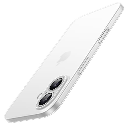 JETech Cover Ultra Sottile per iPhone 16 6,1 Pollici, Obiettivo per Fotocamera Protezione Completa, Leggera Opaca Finitura Custodia Rigida in PP (Traslucida)