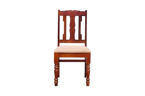 Image of Sheesham Wood 4-Seater Dining Table Set with Cushioned Chairs | Solid Wooden Furniture for Home & Kitchen (Maple, 4 Seater)