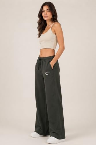 Image of Women's Cotton Wide Leg Track Pants | High Waist Palazzo Trousers with Elastic Drawstring