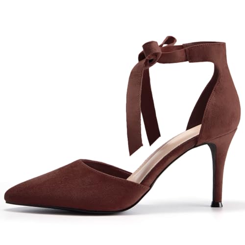 Image of Womens High Heel Pointed Toe Pumps Ankle Tie Classic Office Special Dress Party Shoes
