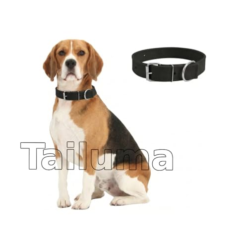 Image of Adjustable Nylon Dog Collar for Dogs & Puppies | Durable & Comfortable Neck Belt 1 Inch (Black, Medium)