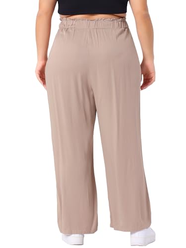 Agnes Orinda Plus Size Palazzo Pants for Women Stretchy High Waisted with Pocket Wide Leg Long Pants4