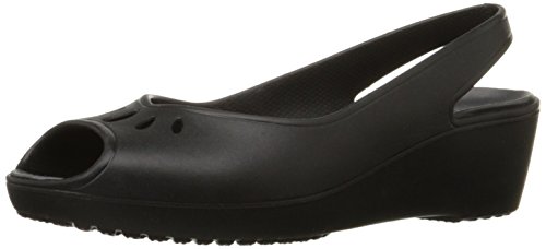 Crocs Women's Mabyn Mini Wedge, Black, 8 B(M) US