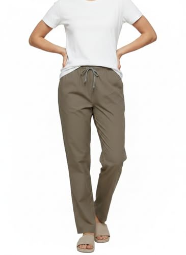 Image of Women's Cotton Linen Solid Lounge Bottom Plus Size Pant Pyjamas for Women Sleepwear Regular Fit Casual Trousers