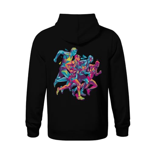 Kids Cool Running Geometric Modern Artistic Gym Fitness Boys Girls Lightweight Kangaroo Pocket Fleece Hoodies3