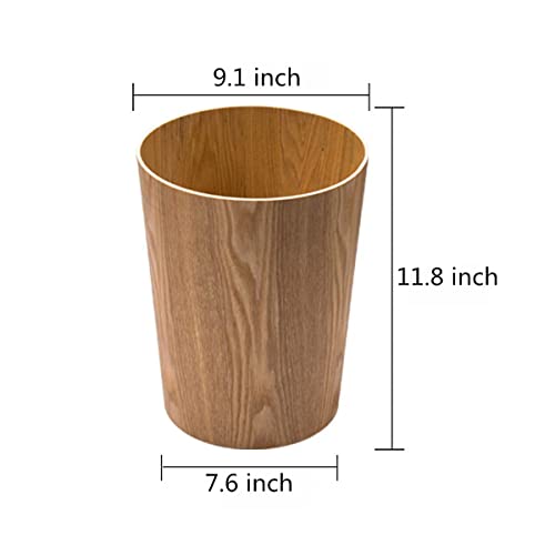 2.3 Gallons Wood Trash Can Wastebasket For Home Or Office, Japanese-Style Natural Wood Round Wastebasket, Lightweight, Sturdy For Under Desk, Kitchen, Bedroom, Den, Hotel, Or Kids Room (Light Wood-A) #TOP3