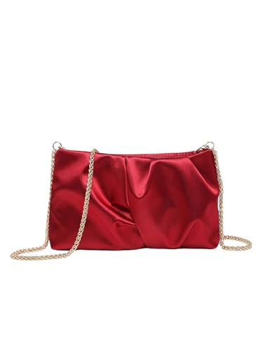 Image of GORGLITTER Women's Evening Bag Birthday Wedding Party Prom Handbag Small Dressy Formal Purse Pleated Satin Clutch