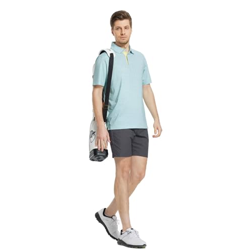 Image of M MAELREG Mens Golf Shirt Short Sleeve Dry Fit Print Moisture Wicking Performance Patterns Collared Polo Shirt