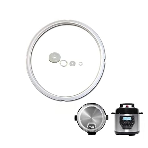 Goma para olla GM - Junta de silicona para olla programable de 5-6 L - diámetro 22 cm interior y 24 exterior - Pack 3 accesorios - Resistente y fácil instalación – Blanca transparente.