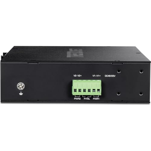 Image of TRENDnet 10-Port Industrial Gigabit PoE+ Switch, WideTemperature Range -20 - 65C (-4 - 149F), DIN Rail Switch, 50-55V DC, 8 x Gigabit PoE+ Ports, 2 x Gigabit SFP Slots, TI-PGM102, Black