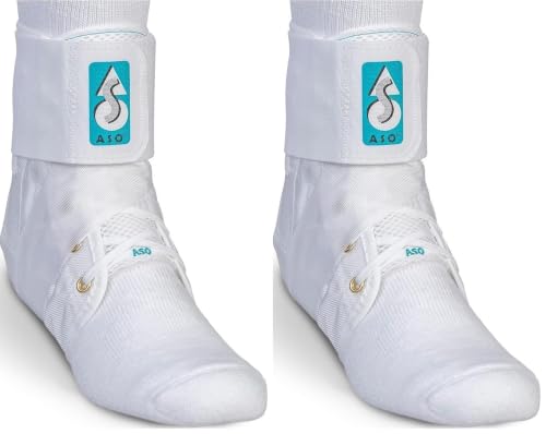 Image of Med Spec ASO Ankle Stabilizer Lace Up Ankle Brace Sprain Support White, XS (Pack of 2)