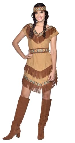 amscan Indianer-Kostüm für Damen, Größe 40-42, braun/Hellbraun, 2 Stück