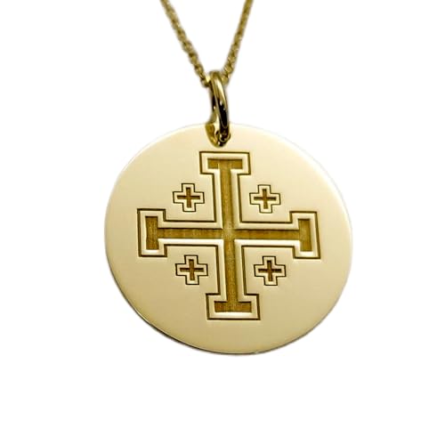 Collier pièce de monnaie gravée croix en argent plaqué or, le cadeau idéal unisexe