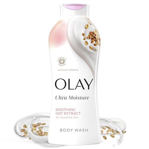 Image of Olay Body Wash for Women, Ultra Moisture, For Sensitive Skin, Soothing Formula, 24hr Moisturizing, Hydrating & Refreshing, B3 Vitamin Complex, Free of Parabens & Phthalates, Oat Extract Scent,22 fl oz