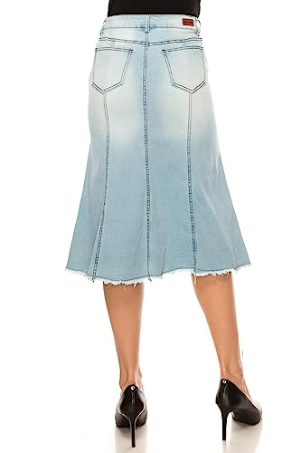 Fashion2Love Women's Juniors/Plus Size Calf - Length Stretch Denim A-Line Skirt3