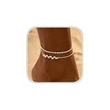Kyerlyn Ankle Bracelets for Women Gold Anklets for Women Waterproof 14K Gold Plated leaf Anklet Ankle Bracelet Beach Essentials Summer Jewelry for Women Accessories Gift Non Tarnish Hypoallergenic