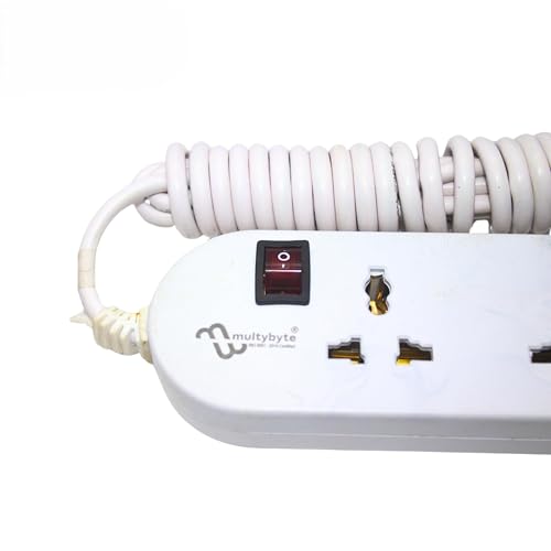 Image of MULTYBYTE 4 Socket 2 USB Port Outlet Extension Board, High Speed, Fast Charging- Power Strip, Surge Protector, 4M Cable Shockproof Fire-Retardant, Multipurpose Use Spike for Home & Office