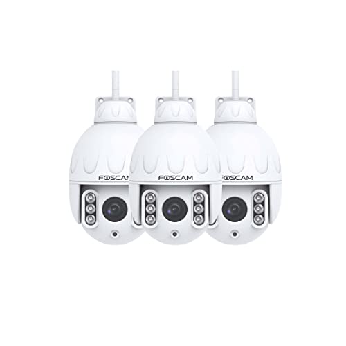 Foscam SD2 – Lote de 3 cámaras IP Wi-Fi Domo PTZ de 2 MP con Zoom óptico x4, detección de Movimiento Inteligente, Color Blanco