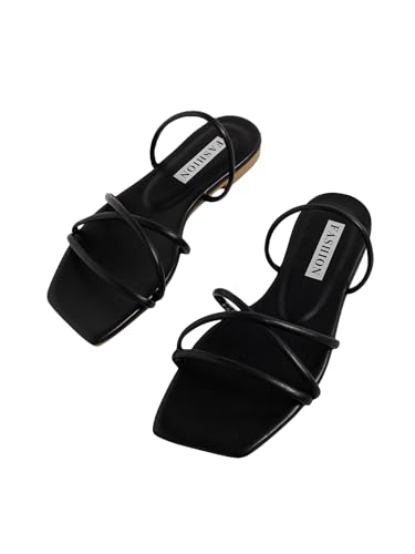 GORGLITTER Women's Strappy Sandals Criss Cross Flat Dress Open Toe Beach Slide Sandal4