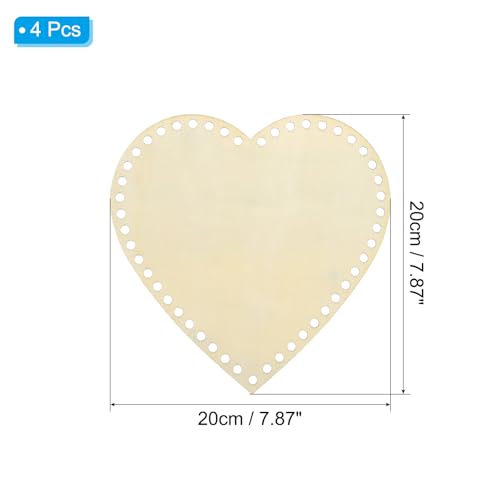 PATIKIL 8\" x 8\" Crochet Basket Bottom, 4Pcs Heart Shape Blank Crochet Knitting Wooden Base for DIY Craft Weaving Basket Making Supplies Home Decoration - Thumbnail 2