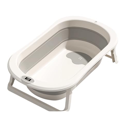 Youluck折りたたみ式ベビーバスタブ、浴槽、お風呂、ベビー掃除バケツ、子供がお風呂に入るのに便利、保管しやすい0~8歳、安全なPP素材、折りたたみ後の高さ9CM、スペースを節約(オフホワイト)【並行輸入品】 (バスタブ)