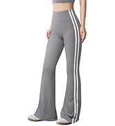 OQQ Yoga Pants Women High Waist Stripes Soft Casual Stretch Flared Bottoms Trousers