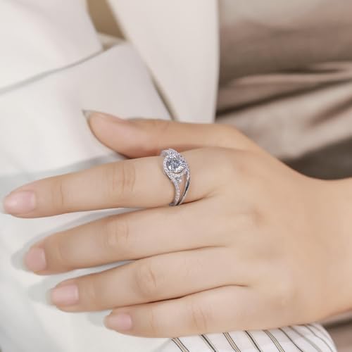 Image of WES 1CT Infinite Moissanite Bridal Ring Set - 925 Sterling Silver D Color VVS1 Clarity Twisted Stackable Round Moissanite Engagement Ring for Women Mom,Size 5-11