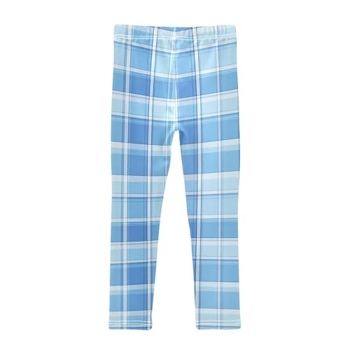 Boccsty Blue Checkered Light Blue Girls Leggings Kids Yoga Pants Dance Active Tights 4T2