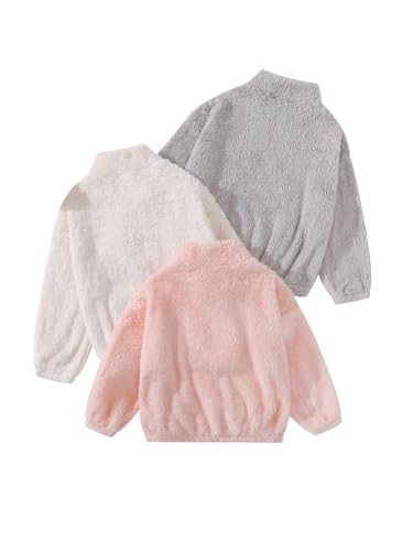 Image of Girls Sweatshirts Quarter-zip Sherpa Fleece Pullover Fuzzy Jacket
