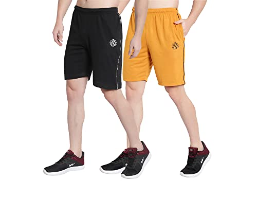 Image of DIA A DIA Men's Cotton Shorts with Zipper Pockets - Elastic Waist with Drawstring, Comfortable Casual & Gym Shorts for Men, Sizes M to 5XL (28-46 Inch Waist), Plus Sizes