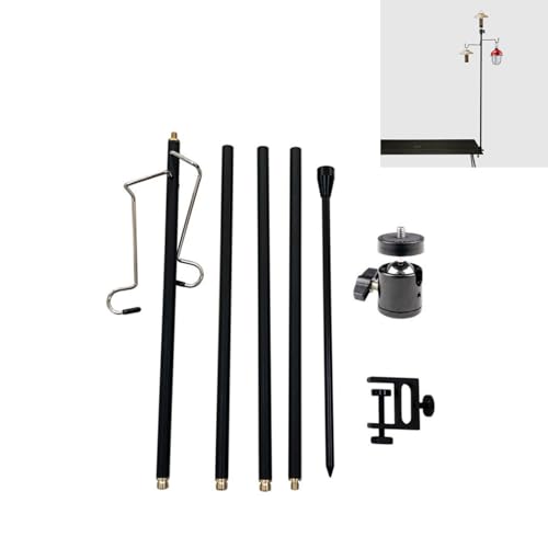 Topyond Camping Lamp Pole, Portable Lantern Stand, Detachable Lightweight Portable Camping Light Stand with Hook for Outdoor Camping(Double Hook Without Head)