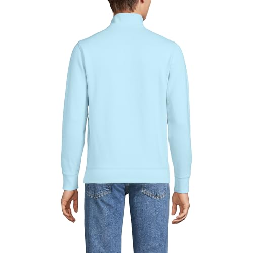 Pull à fermeture éclair 1/4 côtelé bleu ciel Lands' End homme L