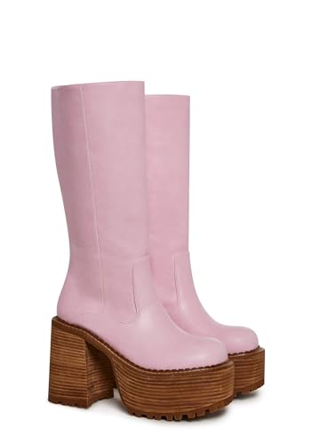 Image of Dolls Kill Vintage Soul Knee High Boots by Delia's - Women's Vegan Leather Platform Boots with Block Heels
