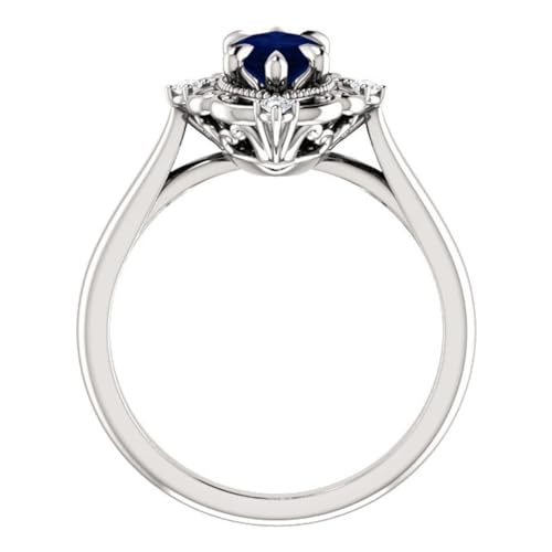 Generic 925 Sterling Silver 2.5 CT Marquise Blue Sapphire Ring Gemstone Rings Anniversary Promise Ring Jewelry3