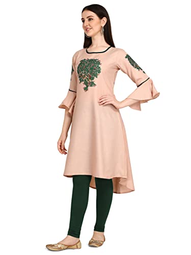 Image of Leriya Fashion Women's Slub Cotton Printed A-Line Kurti