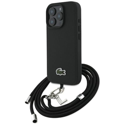 Coque iPhone 16 Pro Lacoste Petit Pique noir l'élégance premium et finition luxe