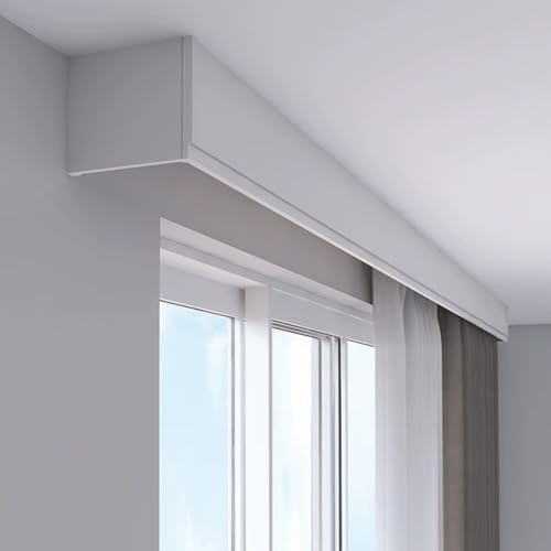 Heavy Duty 3-in-1 4.9ft Double Curtain Track System with Valance, Versatile Wall/Ceiling Mount for Elegant Home Decor & Window Treatments, White Finish