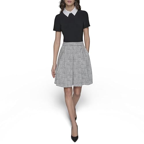 KARL LAGERFELD Women's Contrast Collared Two Tone T Shirt Dress2
