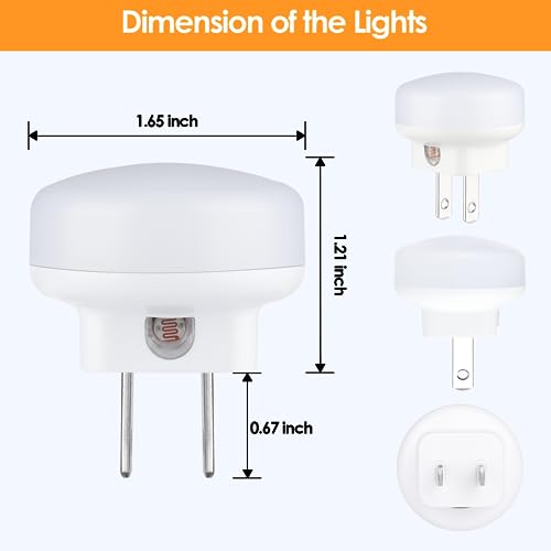 FOLKSMATE LED Night Lights Plug into Wall 5-Pack, Plug in Nightlight Soft White with Light Sensors for Adults, Kids Room, Bedroom, Bathroom, Hallway