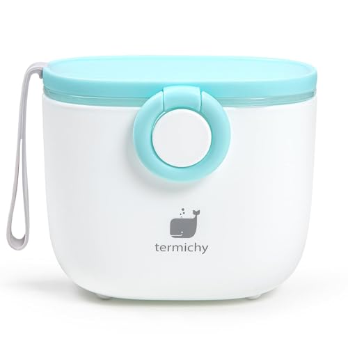 Image of Termichy Baby Formula Dispenser, Portable Milk Powder Dispenser Container with Carry Handle and Scoop for Travel Outdoor Activities with Baby Infant, 8.8OZ, 0.55LB, 250g, 500ml (Baby Blue)