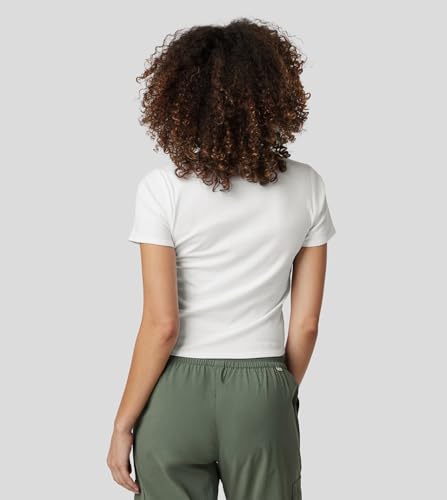 Fioboc Workout Crop Tops for Women Slim-Fit Athletic Short Sleeve Tee Gym Running Yoga Casual Tight Shirts XS-2XL3