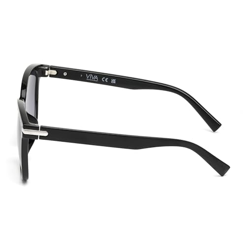 Women's Injected Sun Glasses Polarized Oval Sunglasses, Shiny Black, 55/16/1453