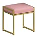 CHEWYNP Poggiapiedi con Bordo in Metallo Dorato | Pouf Sedia Imbottito per Soggiorno, Camera da Letto | Sgabello da toeletta per Soggiorno Camera da Letto, Rosa