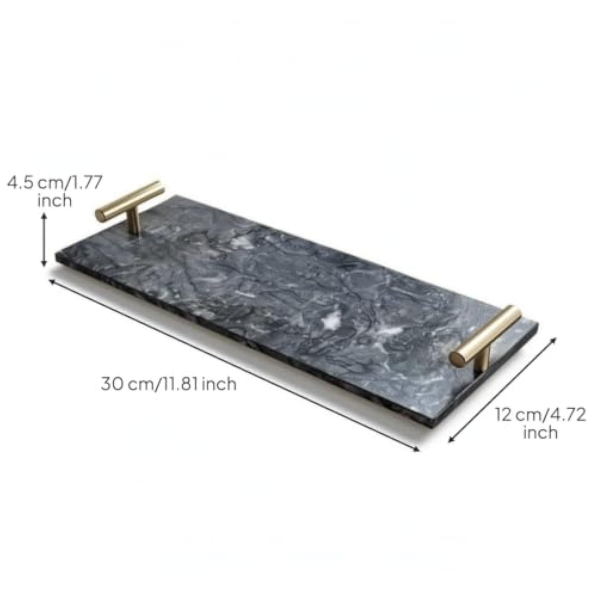 Decorative Marble Tray with Handles, Rectangular Design