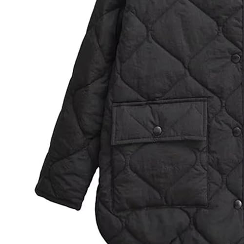 Women's Diamond Lightweight Quilted Jackets Flap Pockets Button Down Padded Jacket Warm Outerwear Bomber Jacket4