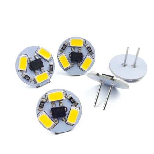 eufeifeiegds 5個パック LED G4 ラウンドレンジフード電球 12V SMD5730 3LED ボートライト電球 ランプ 交換用照明 スポットライト(Cold White)