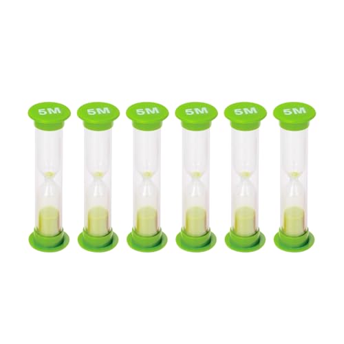 I-MART Pack of 6 Green 5 Minute Sand Timer, Mini...